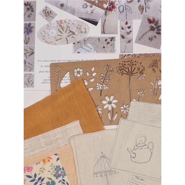 Rambling Stitcher 'Floral Stencil & Scrap Pack 2022' - Hare's Nest Stitchery Kit