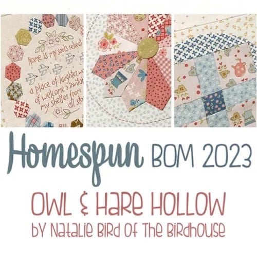 Homespun 2023 BOM 'Owl & Hare Hollow' - A Birdhouse Designs by Natalie Bird