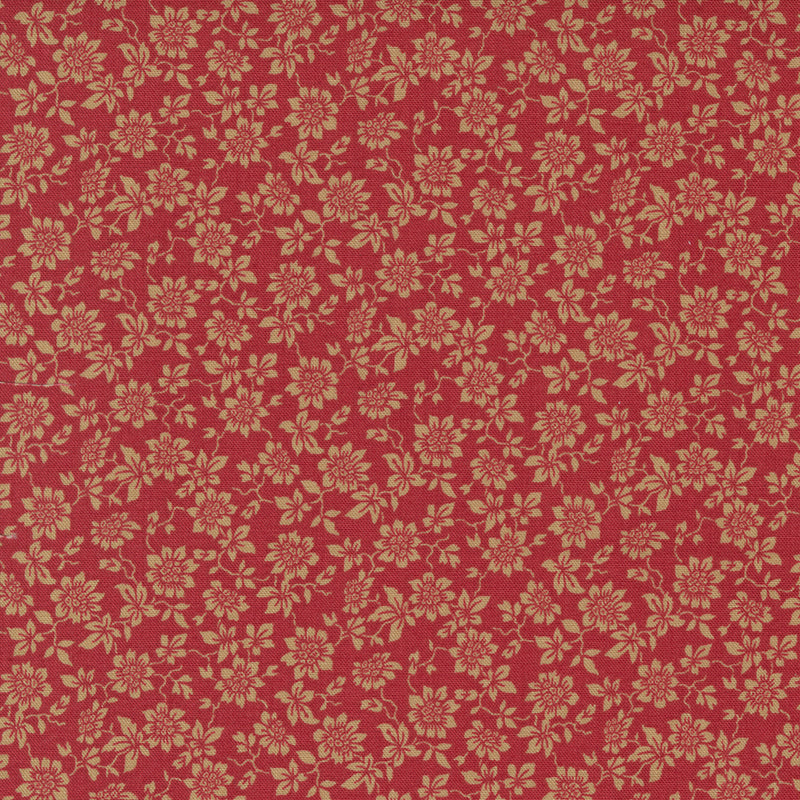 French General Taupe Flower & Vines on Red - 13915-11