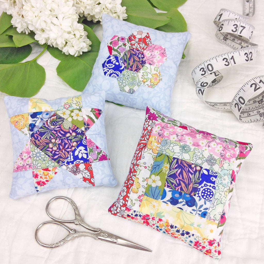 Three Patchwork Pin Cushions Kit - Alice Caroline Liberty Tana Lawn Kit