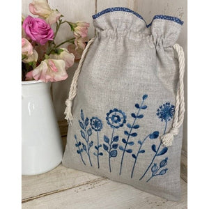 Drawstring Flowers Bag Pattern - Design by Ana Mallah
