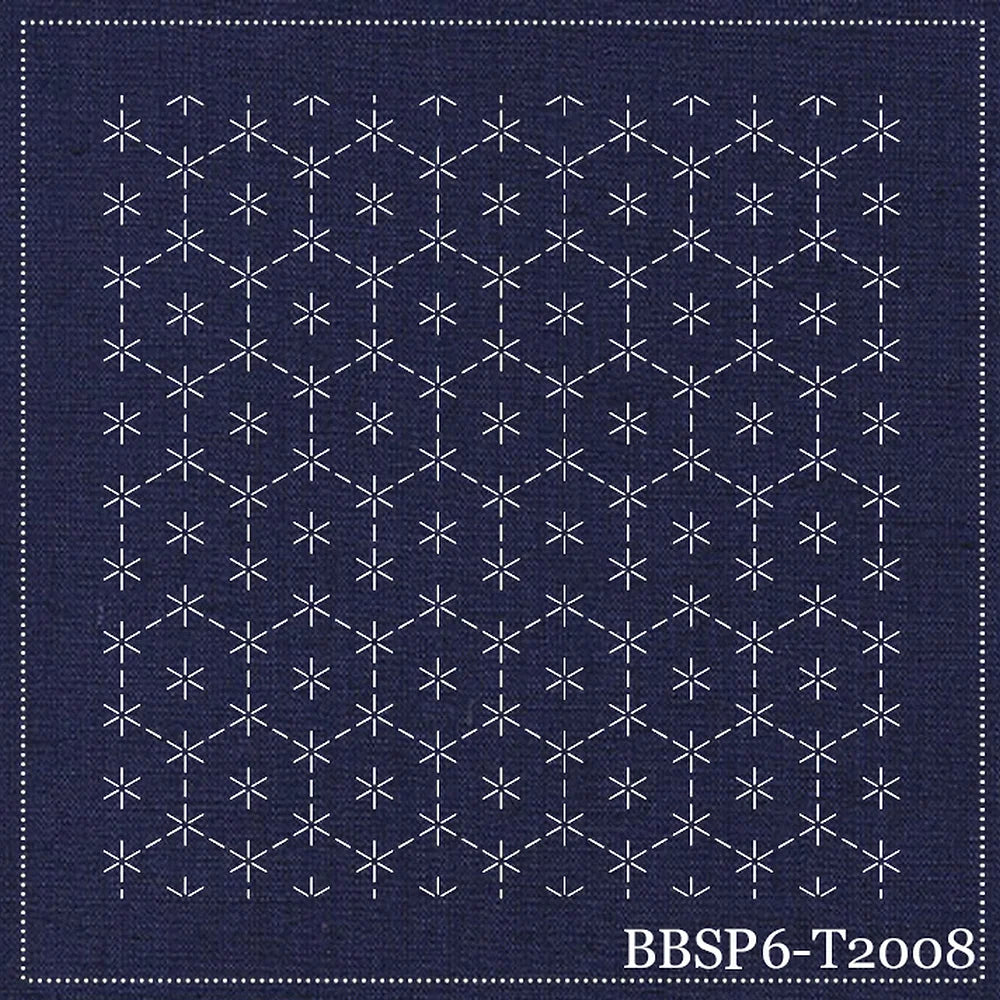 Turtle Sheel Connected NAVY - Sashiko Pre-Stenciled Blocks