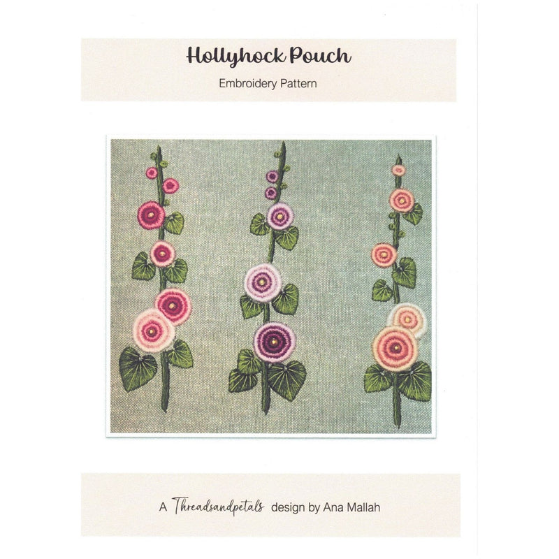 Hollyhock Pouch Embroidery Pattern - Design by Ana Mallah