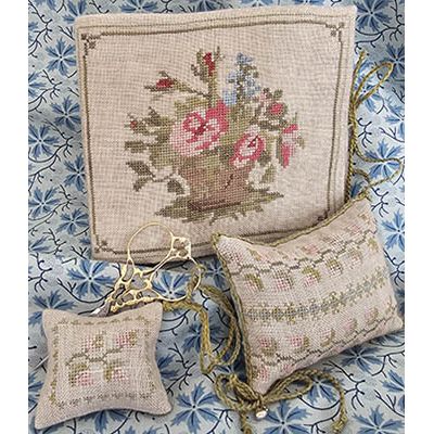 1830s Rose Basket Needlebook - Samplers Not Forgotton