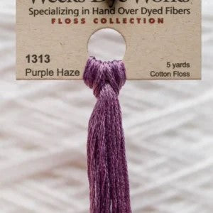 Purple Haze 1313 Weeks Dye Works 6-Strand Hand-Dyed Embroidery Floss