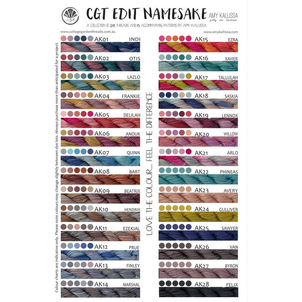 Namesake Range - CGT Stranded Cotton - Stitches from the Bush