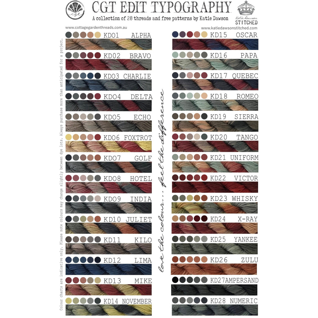 Typography Range CGT - Stranded Cotton - Stitches from the Bush