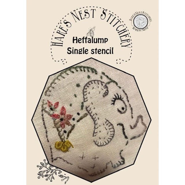 Heffalump Single Stencil - Hare's Nest Stitchery