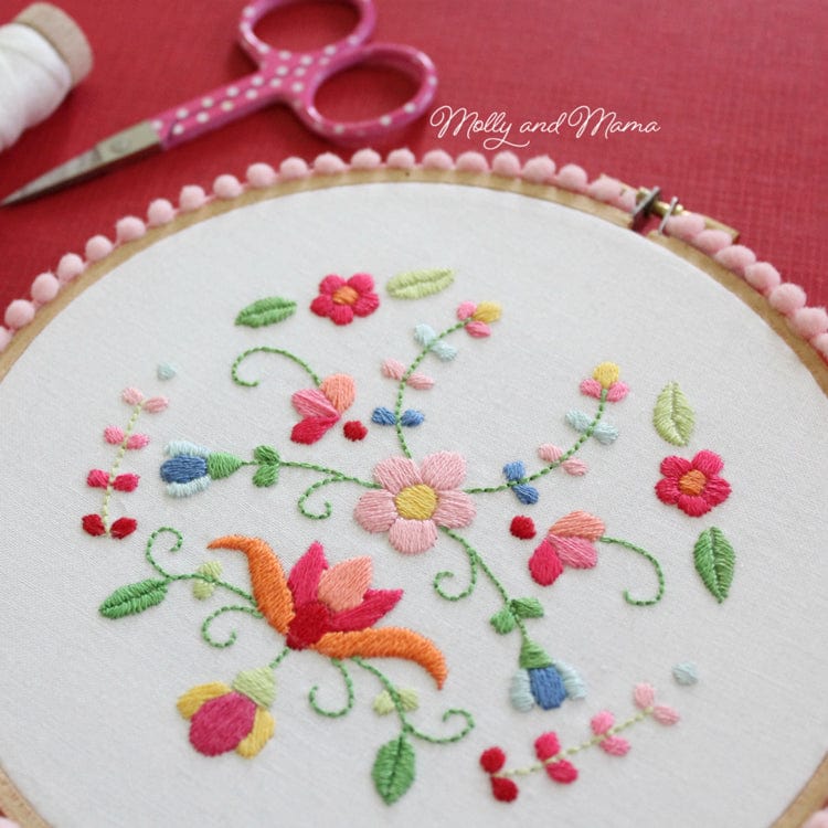 Flora Fiesta Floral Stitchery Hoop Art Project - Molly & Mama Design